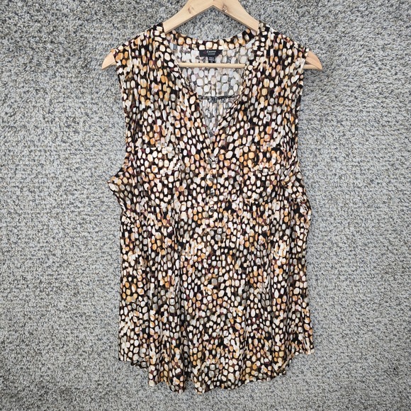Cocomo Top Womens Plus 2X Brown Printed Popover Blouse Sleeveless Ladies - Picture 1 of 7